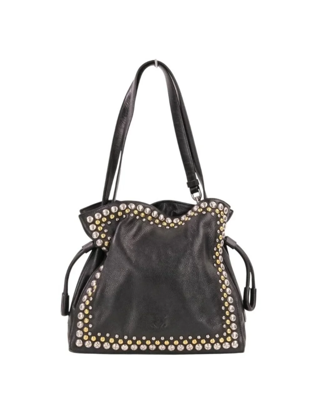 Loewe Flamenco Studs Leather Shoulder Bag Black